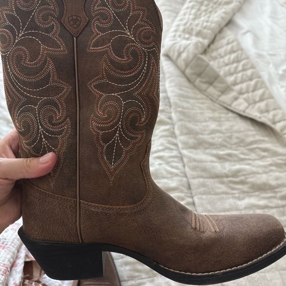 Ariat Brown Ankle Boots with Embroidered Design